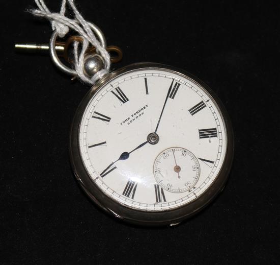 A silver keywind pocket watch by John Forrest, London.